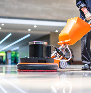 Professional cleaning equipment at airport terminal for spotless surfaces.