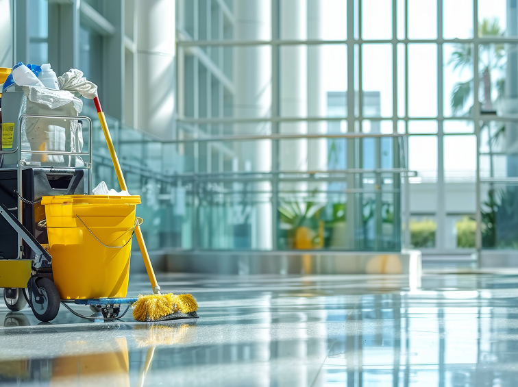 Professional cleaning services in Manchester airport terminal.