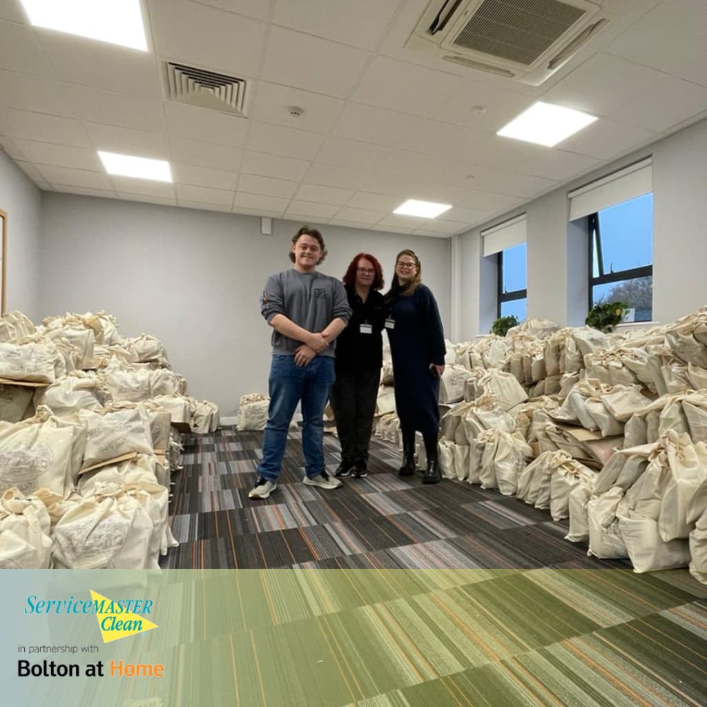 Supporting Bolton at Home with cleaning services for Christmas donations.