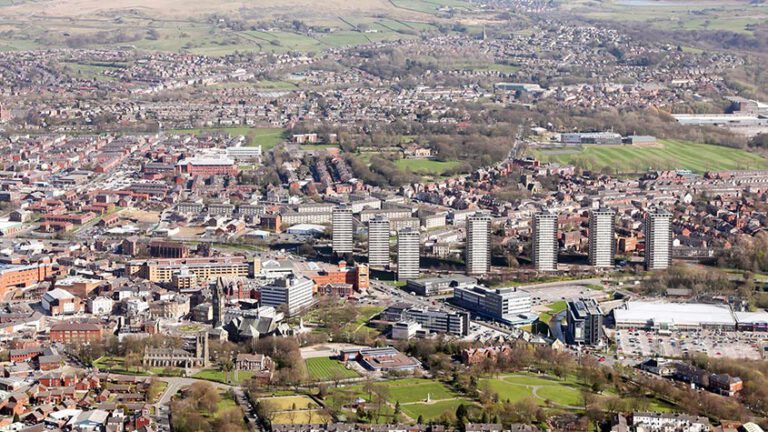 aerial shot of rochdale