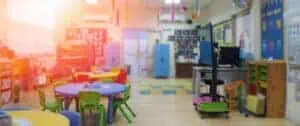 Nursery classroom school background. Class room for children students or nursery kids.