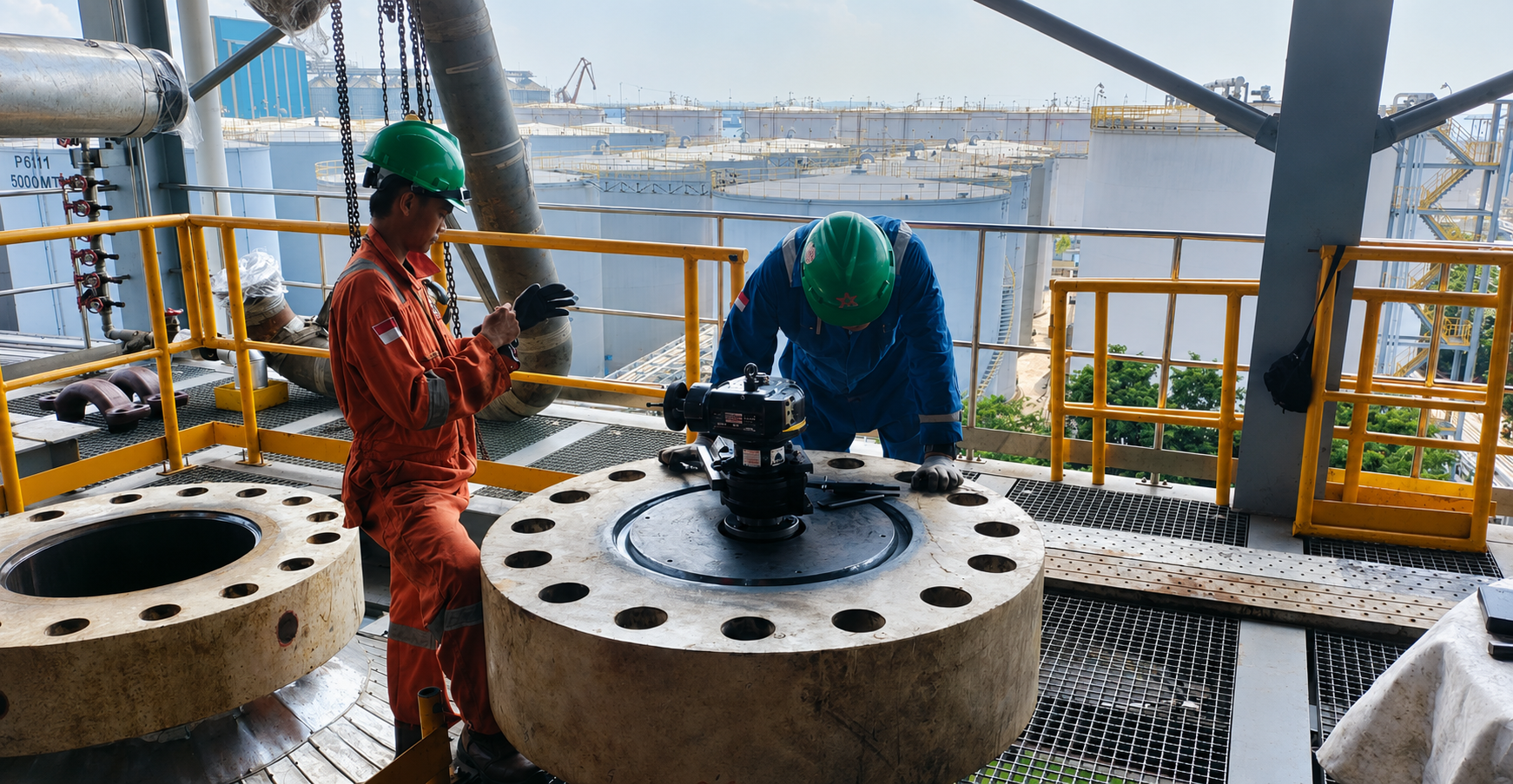 Pekerjaan Flange Facing dan Bolt Tightening di PT Wilmar Nabati Indonesia