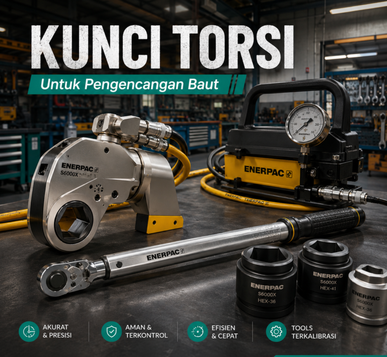 Kunci torsi dan hydraulic torque wrench untuk pengencangan baut pada maintenance industri.