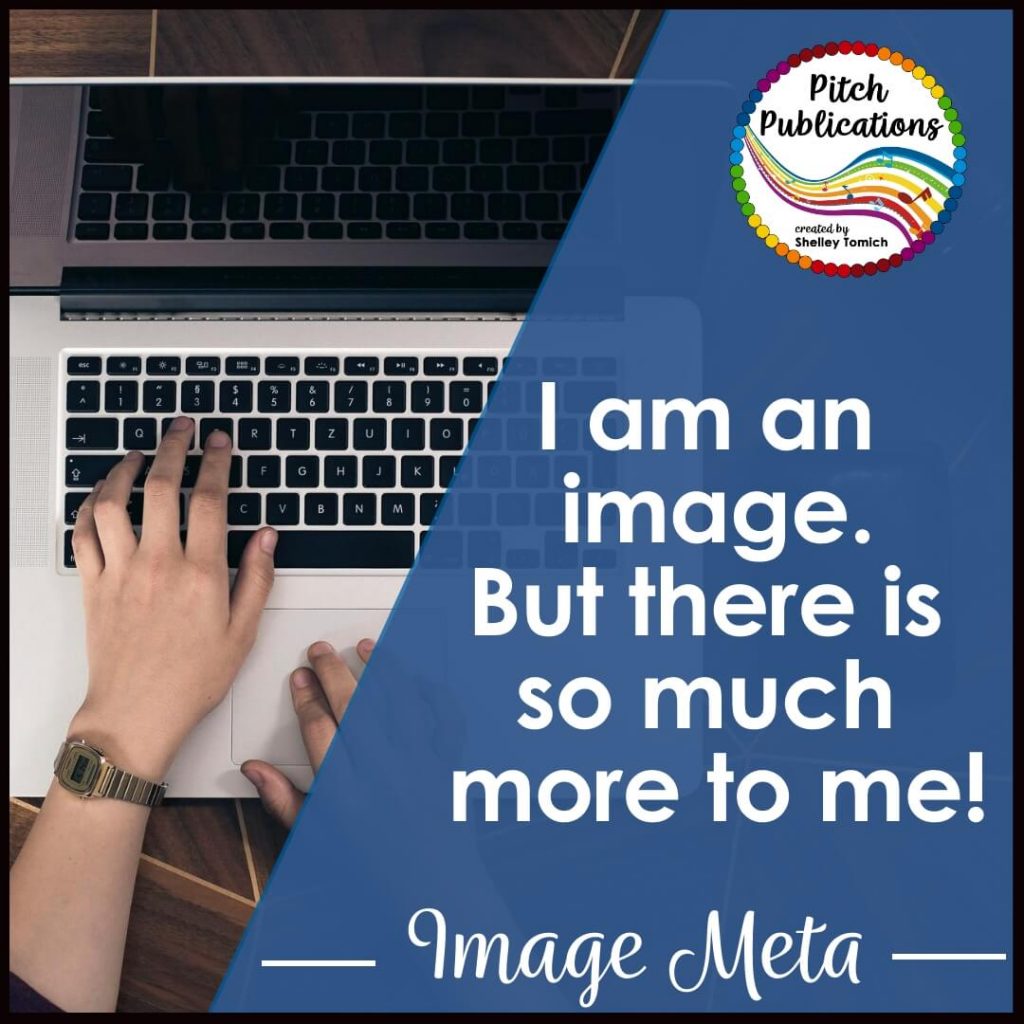 A person types on a laptop keyboard with one hand; a blue overlay displays the text, "I am an image. But there is so much more to me! Image alt text reveals deeper meaning.