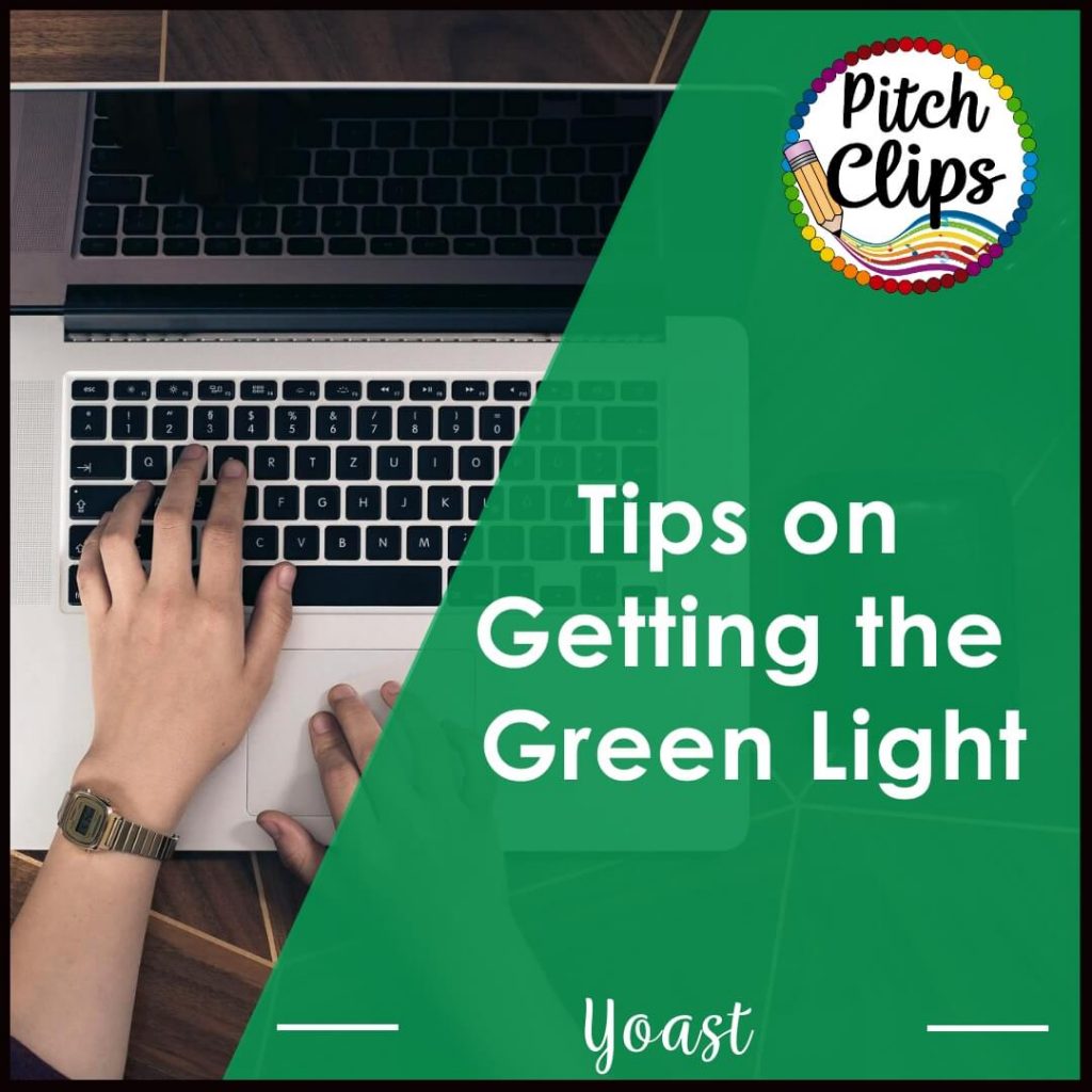 This is a picture of someone typing on a computer with the words "Tips on Getting the Green Light for Yoast"