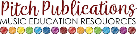 Logo for Pitch Publications, a leader in music education resources, featuring colorful circles underneath the Pitch Publications text.
