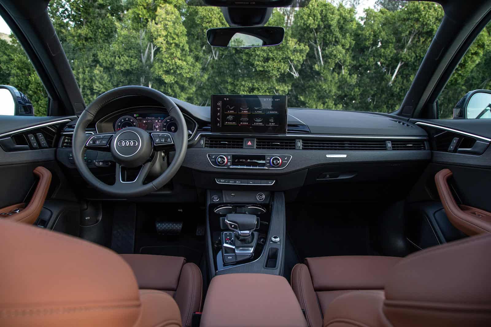 Interior kit for Audi A4, stylish dashboard and steering wheel upgrade.