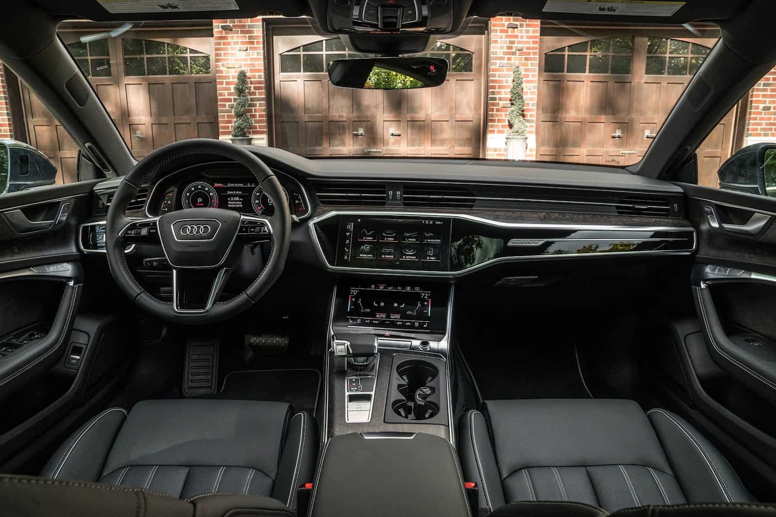 Interior of Audi A6 showcasing premium dashboard and control features.