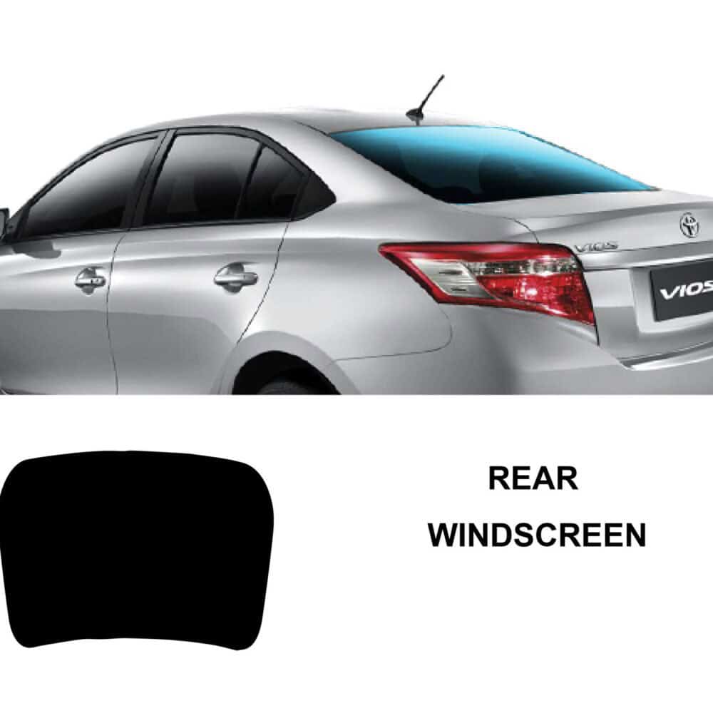 Rear windshield with defogger and tinted glass for Toyota Vios.