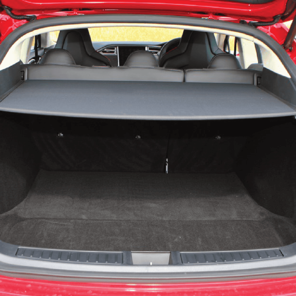 Spacious Tesla Model-S trunk with ample cargo space for travel, shopping, and daily essentials.