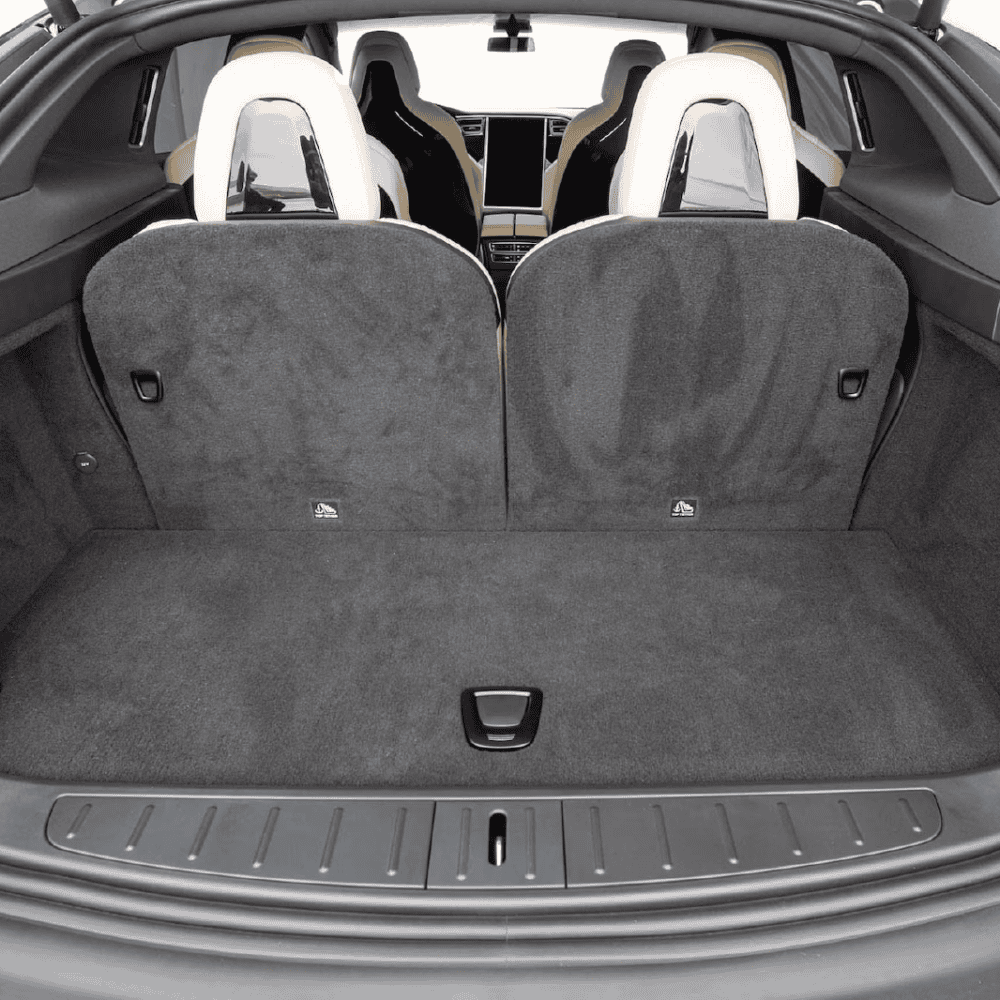 Tesla Model-X luggage area kit for enhanced storage and protection in the trunk.