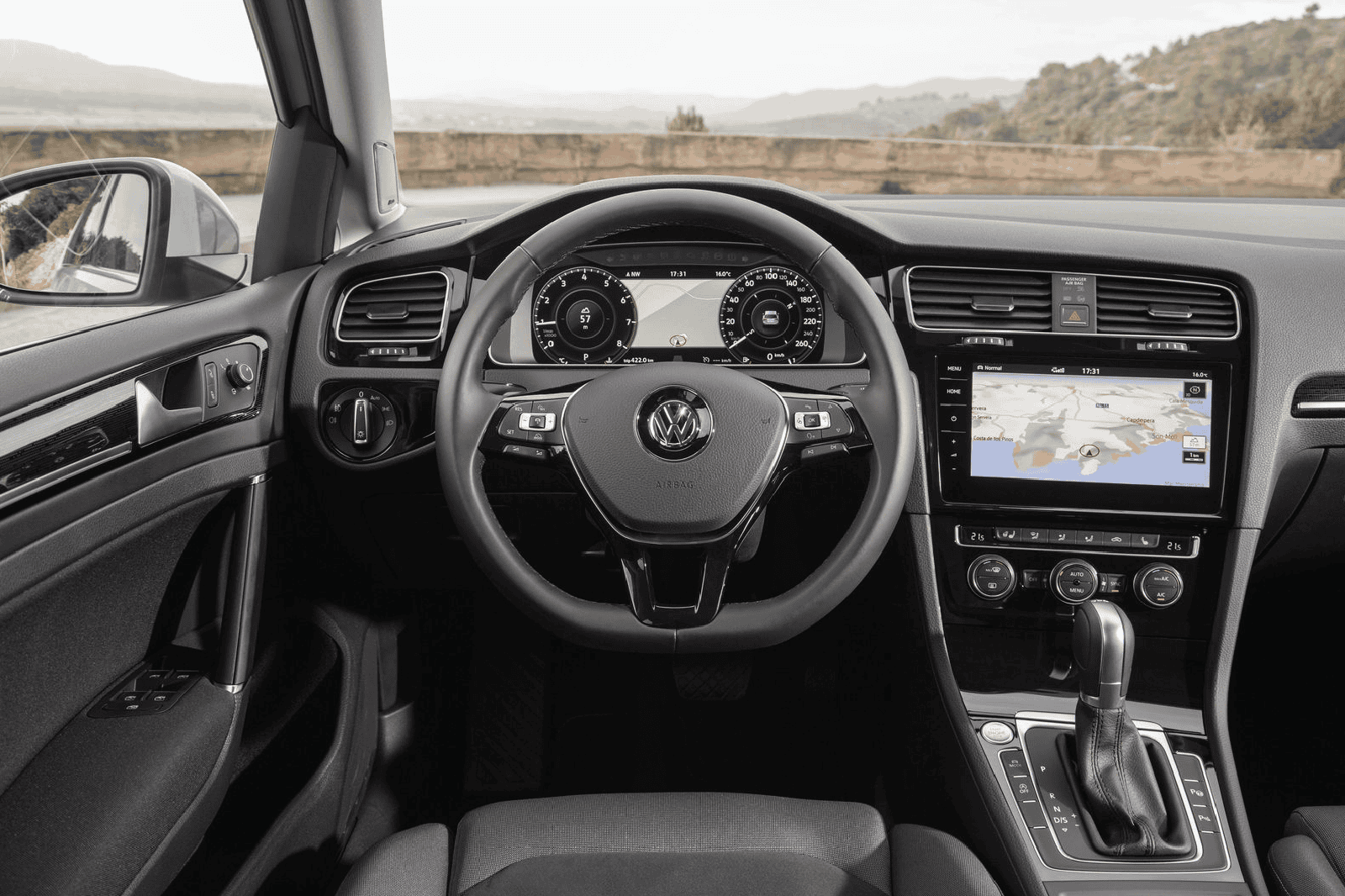 Interior dashboard and steering wheel of Volkswagen Variant 2018.