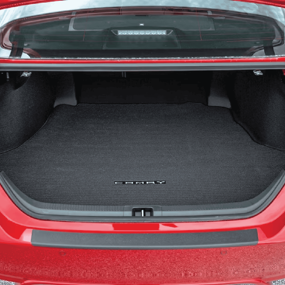 Toyota Camry trunk with custom luggage area kit for enhanced storage.