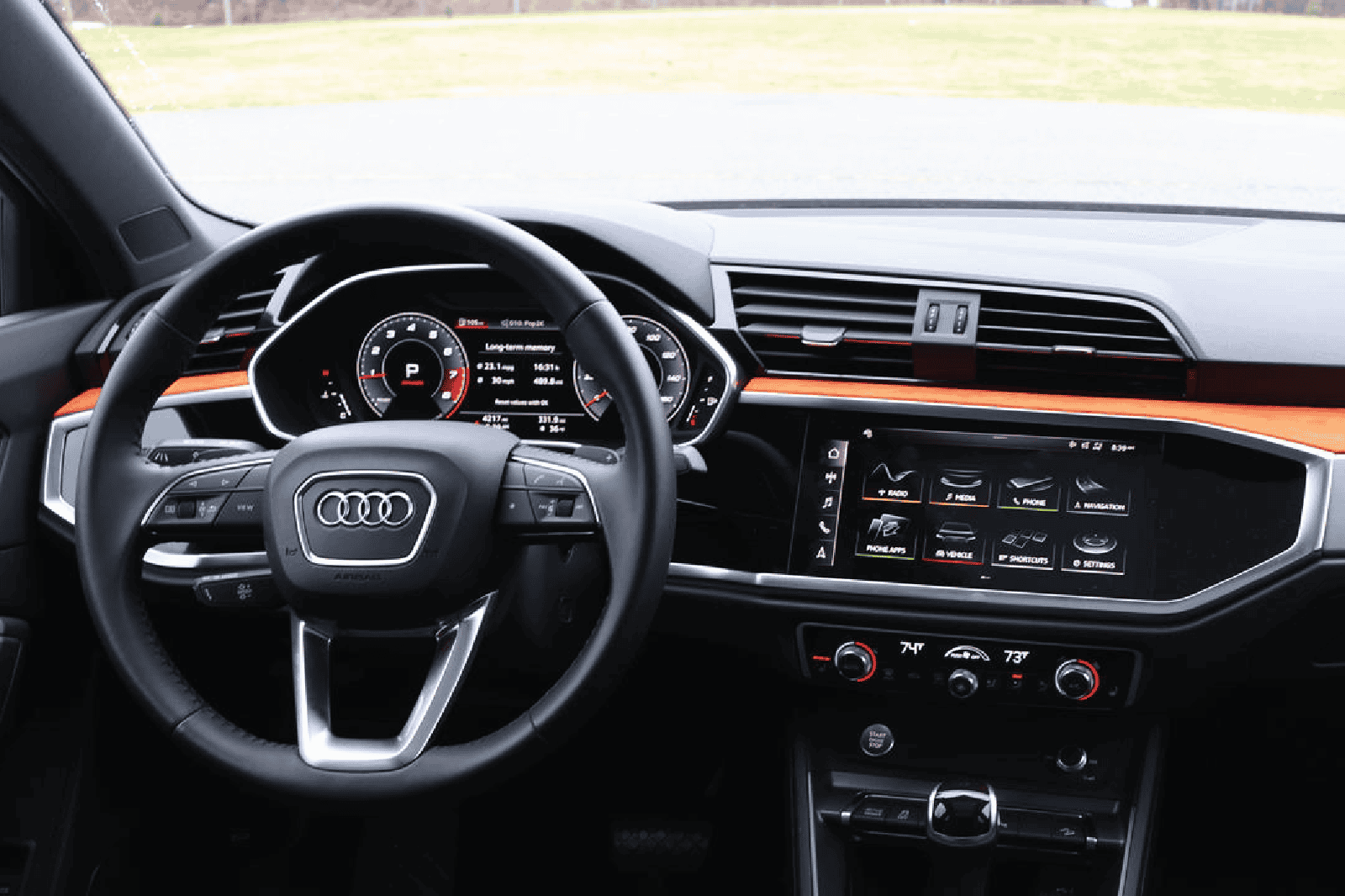 Interior dashboard upgrade for Audi Q3 with premium materials.