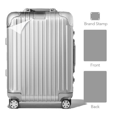 Protective film for Rimowa luggage surface.