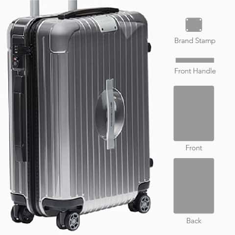 High-quality Rimowa suitcase with protective film for durability and style.