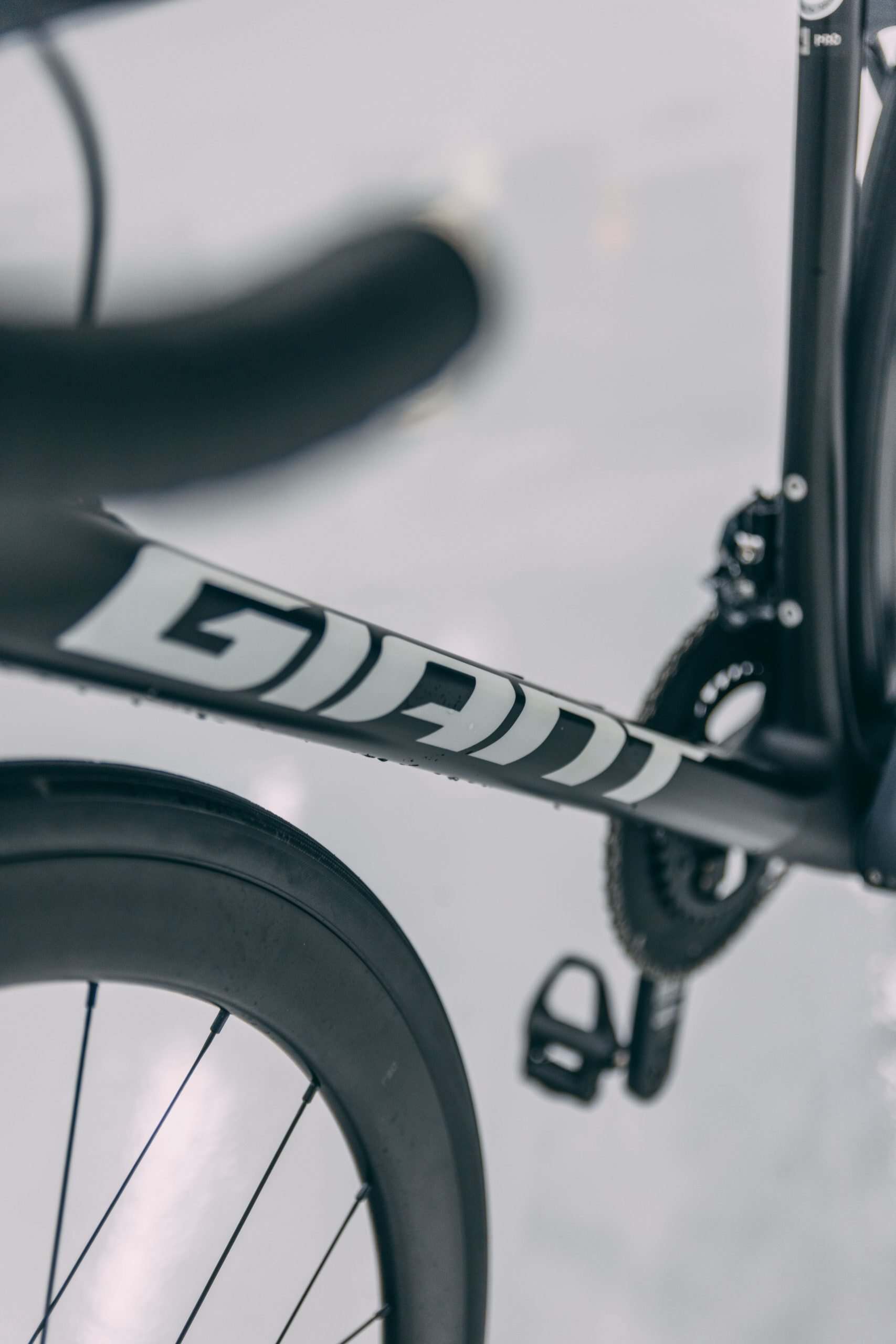 Giant TCR bike frame with protective film for enhanced durability and scratch resistance.
