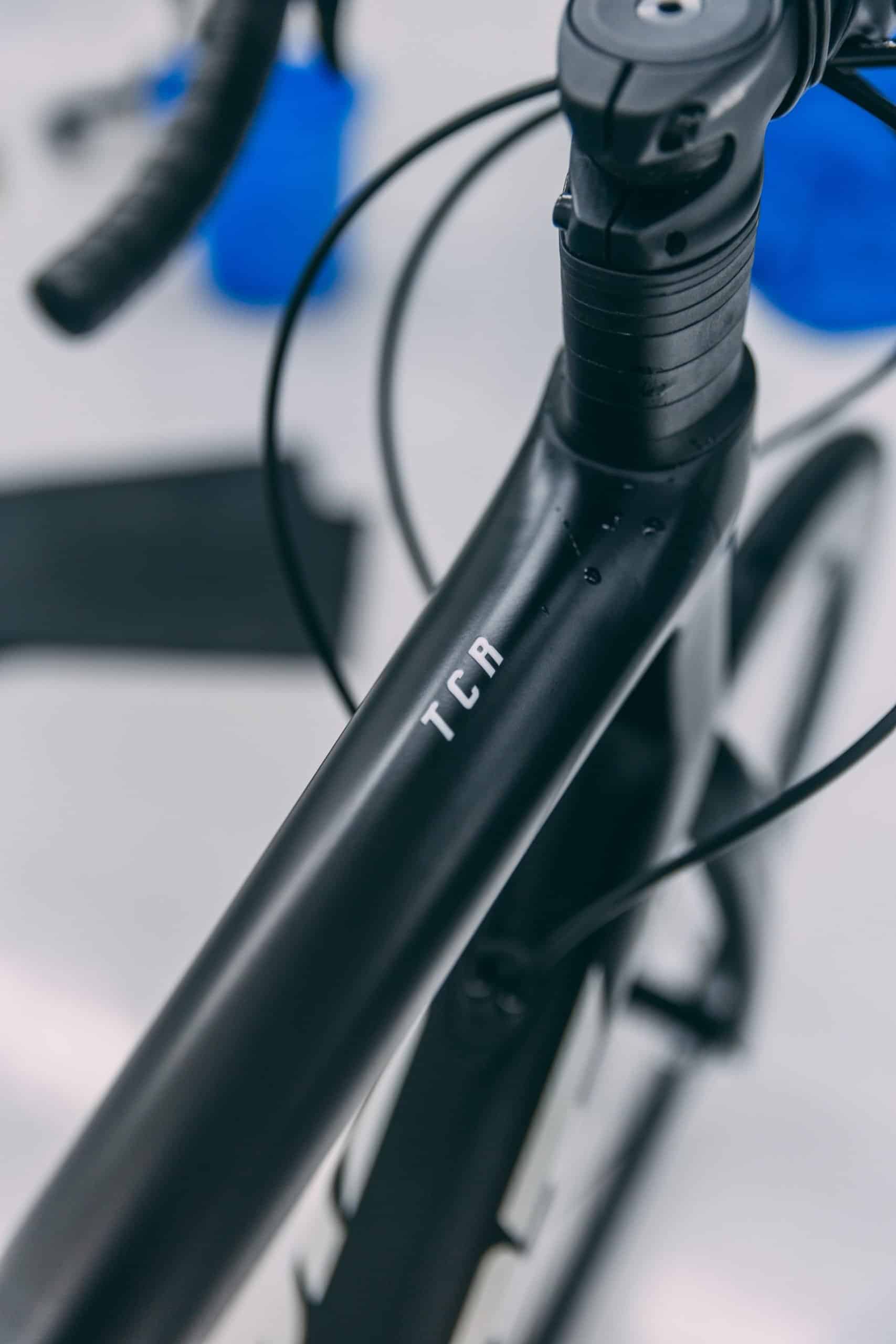 Giant TCR bike frame with protective film for enhanced durability and scratch resistance.