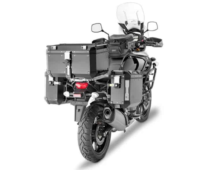 High-capacity touring motorcycle with extensive storage solutions.
