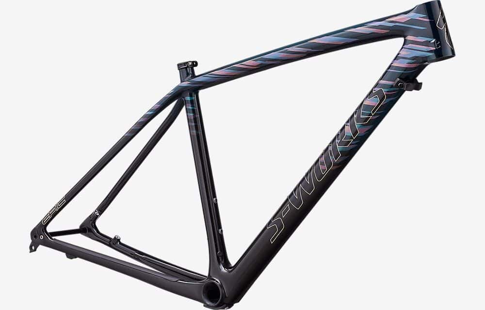 Lightweight black road bike frame for racing and cycling enthusiasts.
