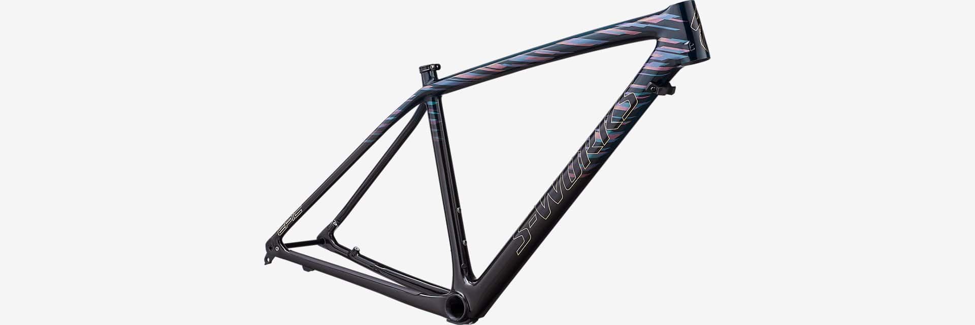 Lightweight black road bike frame for racing and cycling enthusiasts.