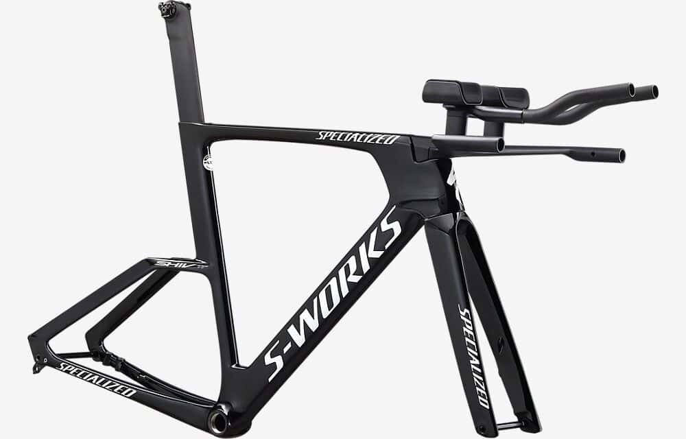 High-quality black S-Works road bike frame for competitive cycling and endurance rides. Lightweight.