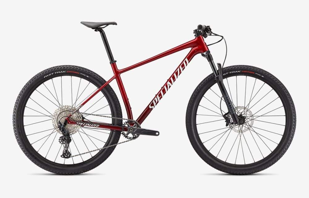 Red mountain bike suitable for outdoor cycling and mountain adventures.