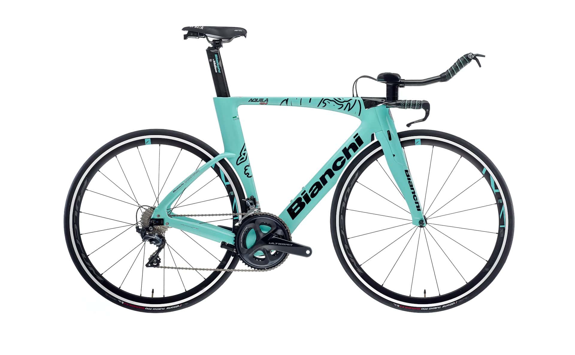 Light blue Bianchi road bike with lightweight frame and aerodynamic design for optimal performance.