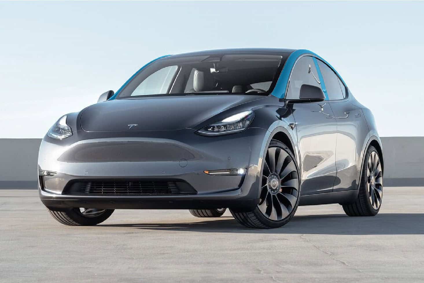Electric vehicle with sleek design and advanced technology.