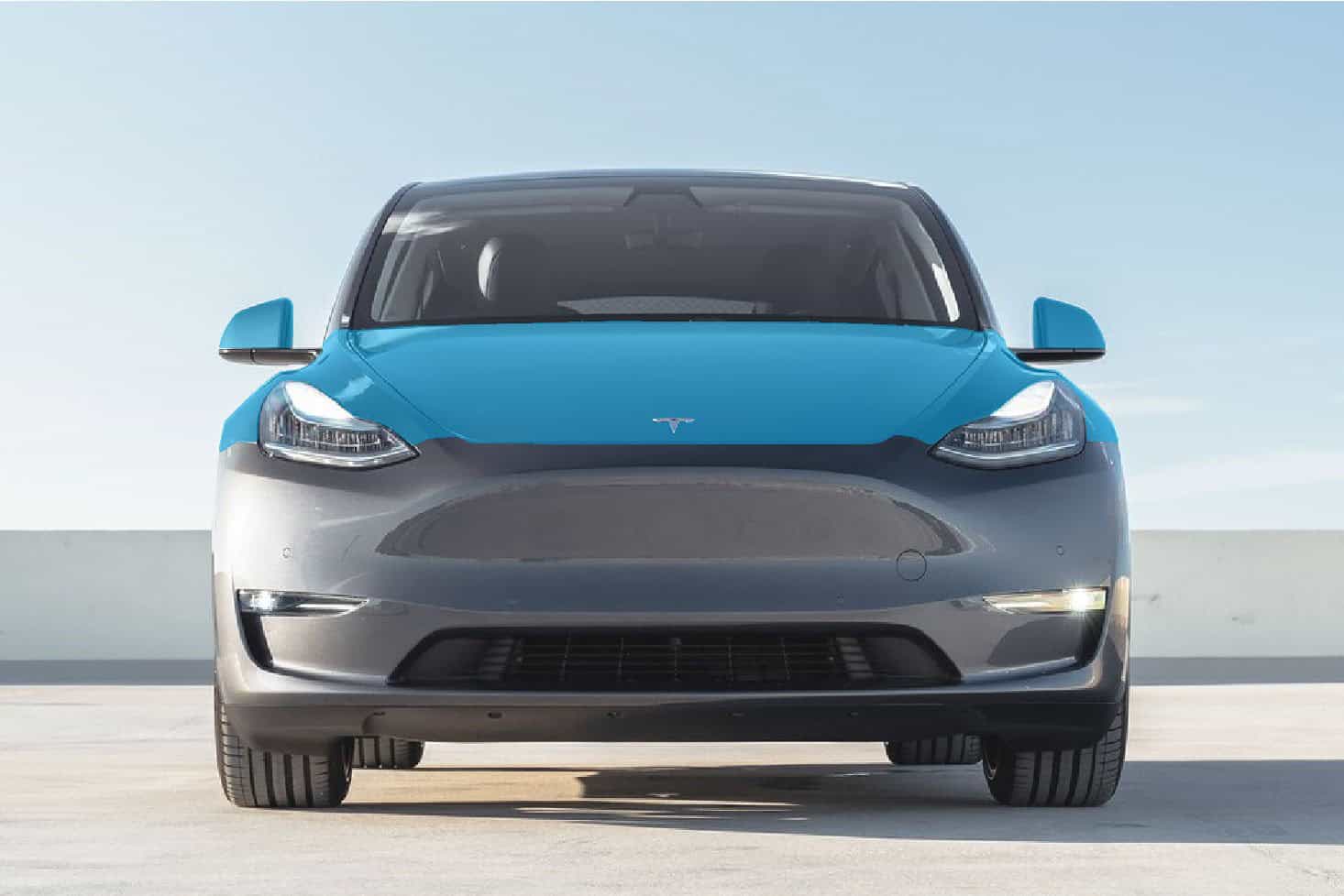Tesla Model-Y full hood fender and mirror kit for enhanced vehicle protection and style.
