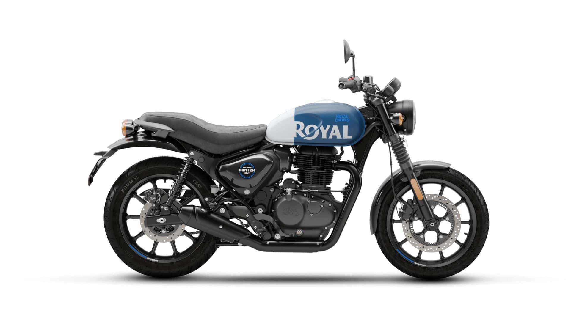 Royal Enfield Hunter 350 motorcycle with full paint protection film kit.