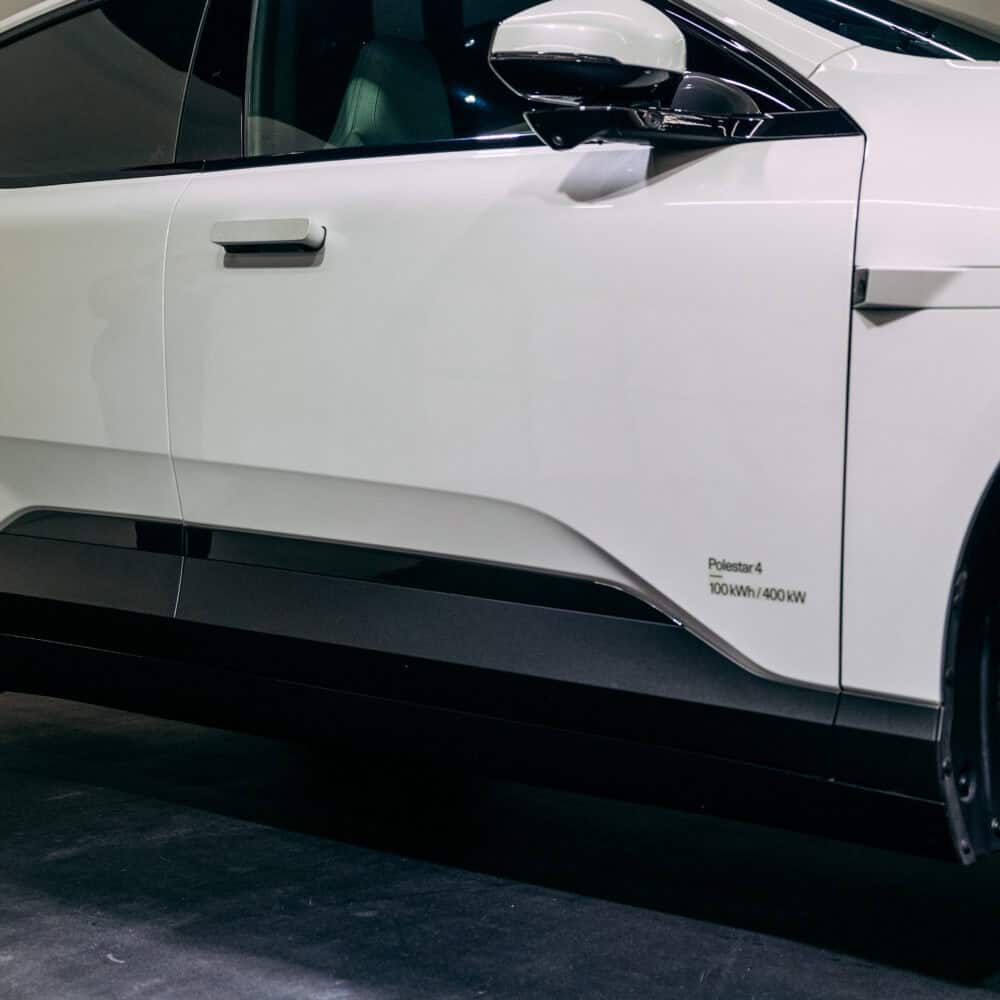 Polestar 4 vehicle featuring XPEL Rocker Panel Kit for enhanced protection and style.