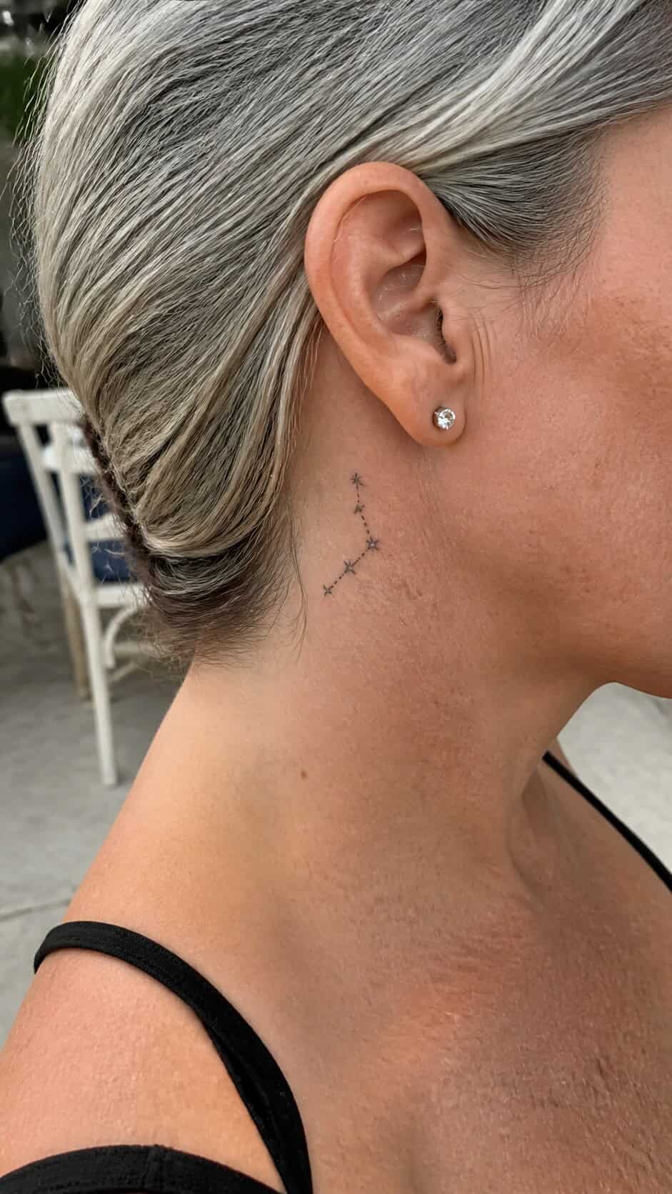 Twinkling Star Constellation neck tattoo idea, example 2