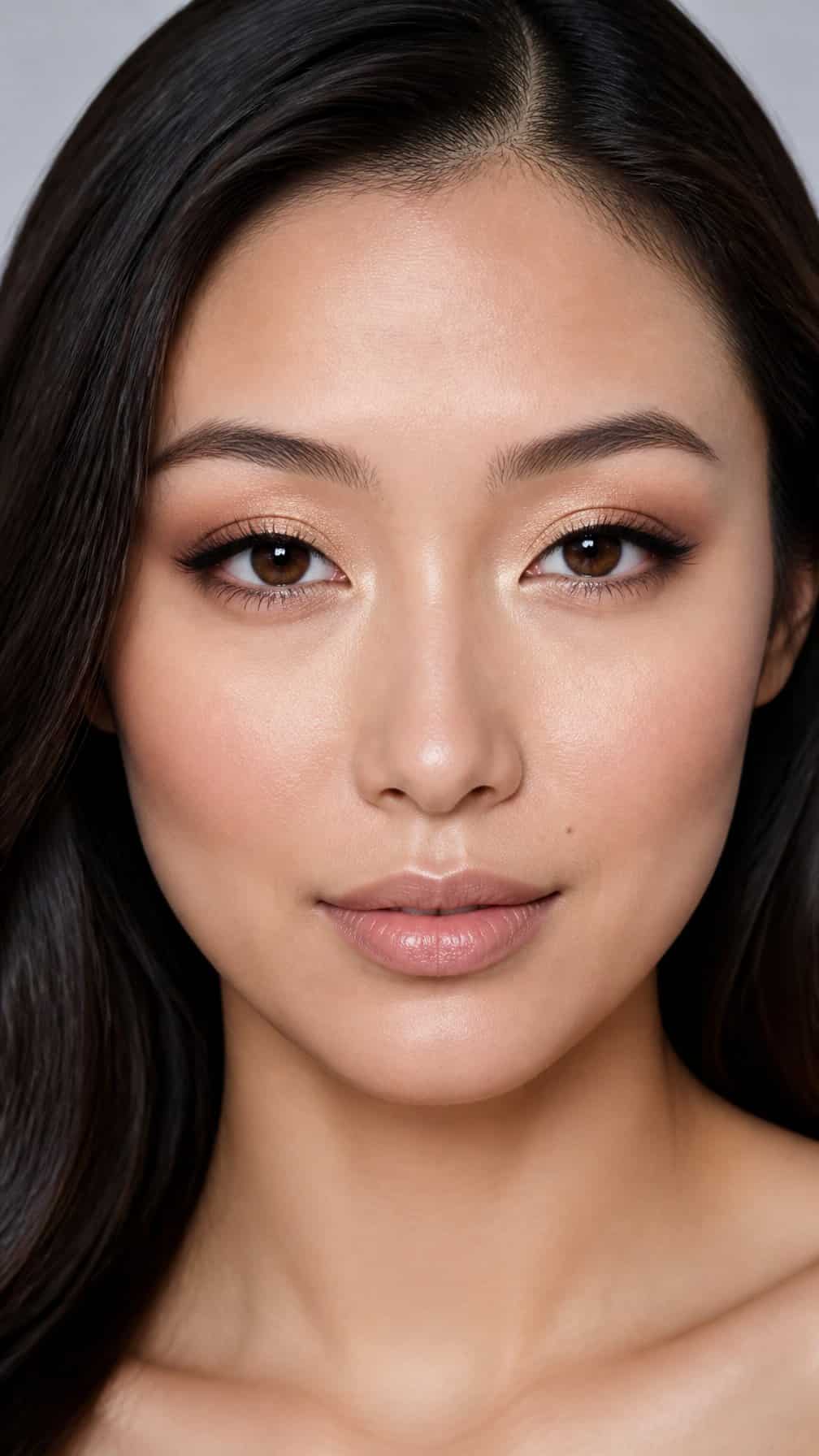 Close-up portrait of a person with bright inner-corner makeup on hooded eyes.