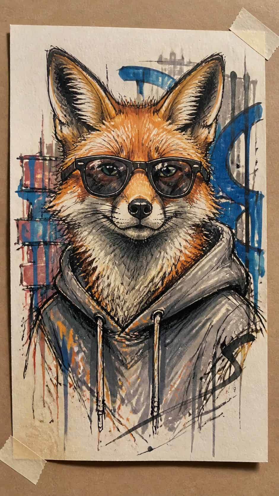 Feeling Stuck? 20 Graffiti Drawing Ideas To Reignite Your Passion! 12 Hand-drawn street animal portraits in marker drawing on textured paper, shown in a straight overhead view — study 2
