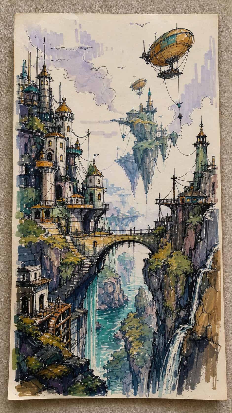Feeling Stuck? 20 Graffiti Drawing Ideas To Reignite Your Passion! 46 Hand-drawn fantasy worlds in marker drawing on textured paper, shown in a straight overhead view — study 2