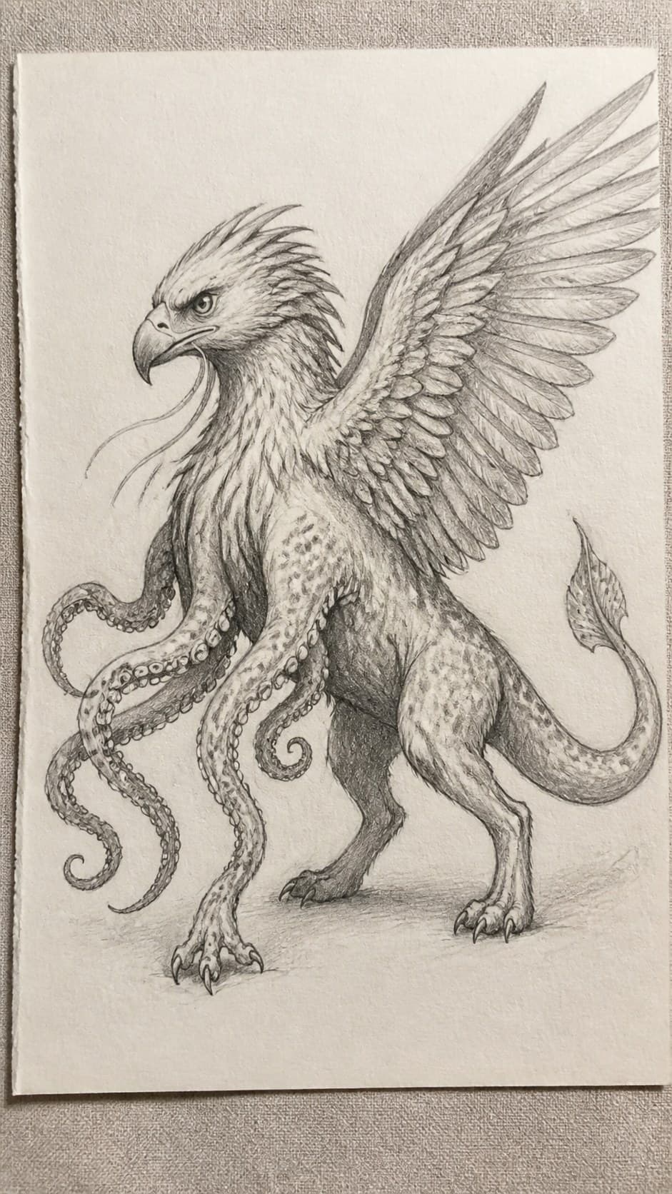 Bored with Your Sketchbook? 20 Drawing Ideas to Revive Your Creativity 2 Hand-drawn imaginative animal hybrids in graphite drawing on textured paper, shown in a close overhead crop — study 1