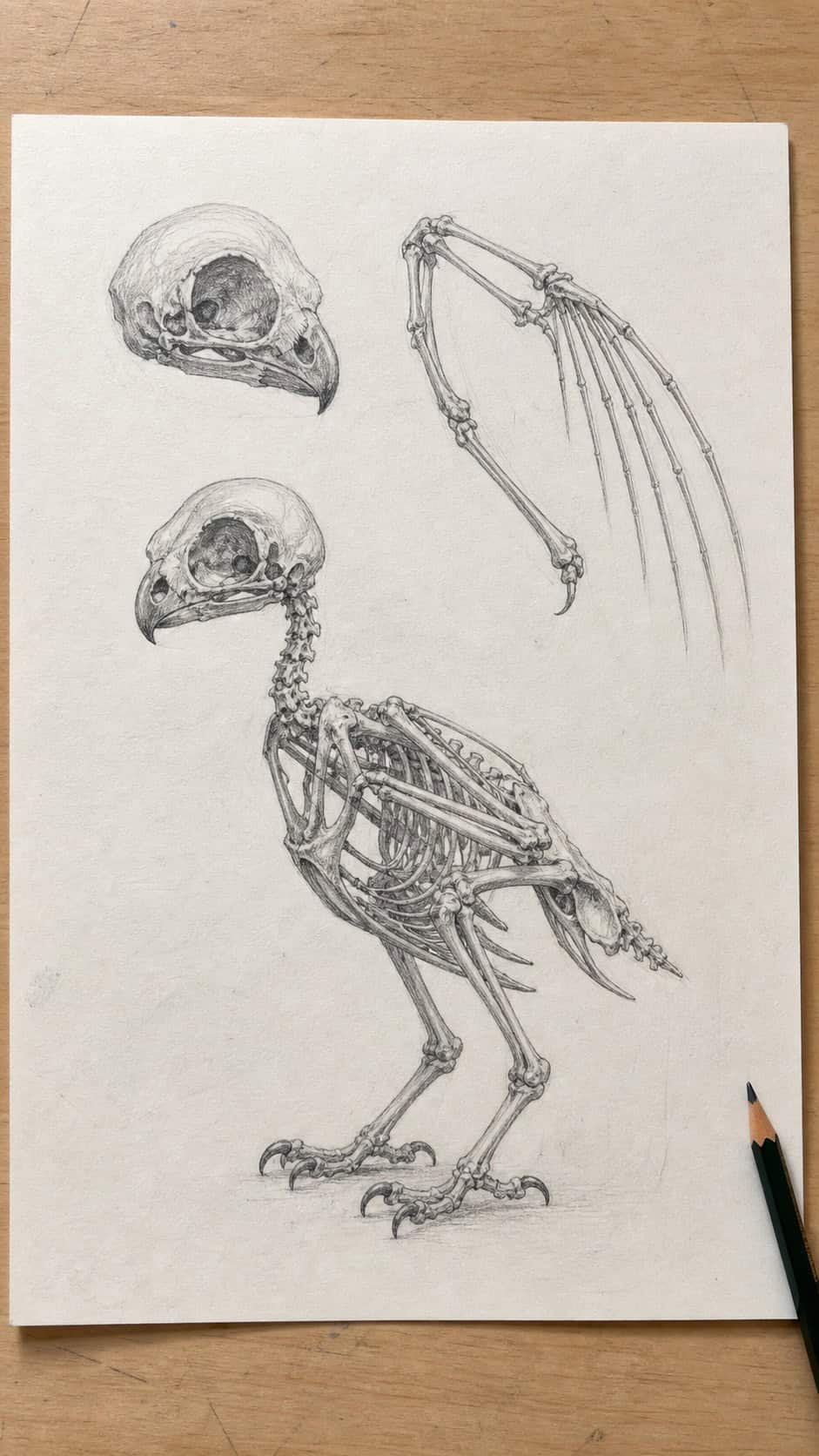 Bored with Your Sketchbook? 20 Drawing Ideas to Revive Your Creativity 41 Hand-drawn animal anatomy studies in graphite drawing on textured paper, shown in a straight overhead view — study 1
