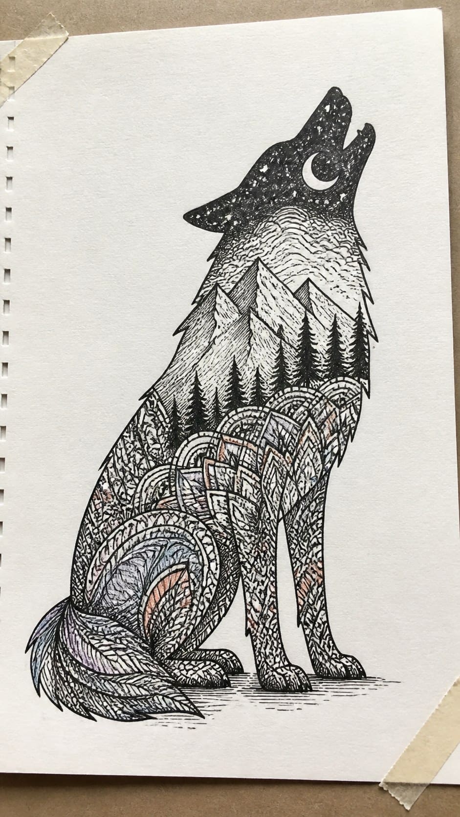 Unlocking the Artist Within: 21 Must-Try Doodle Drawing Ideas 39 Hand-drawn animal silhouettes in ink and colored-pencil drawing on textured paper, shown in a close overhead crop — study 2