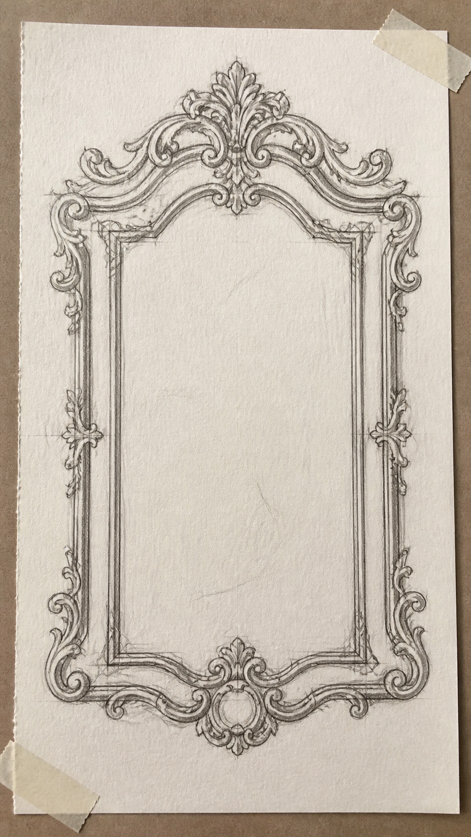 Unlocking the Artist Within: 21 Must-Try Doodle Drawing Ideas 44 Hand-drawn ornate frames in graphite drawing on textured paper, shown in a close overhead crop — study 1