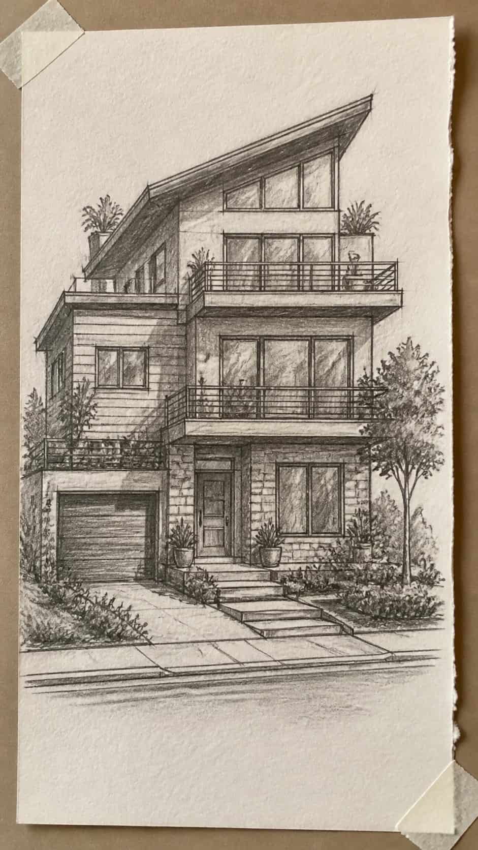 Discover the 15 Drawing Ideas Guaranteed to Unlock Your Child's Inner Picasso 17 Hand-drawn my dream house in graphite drawing on textured paper, shown in a close overhead crop — study 2