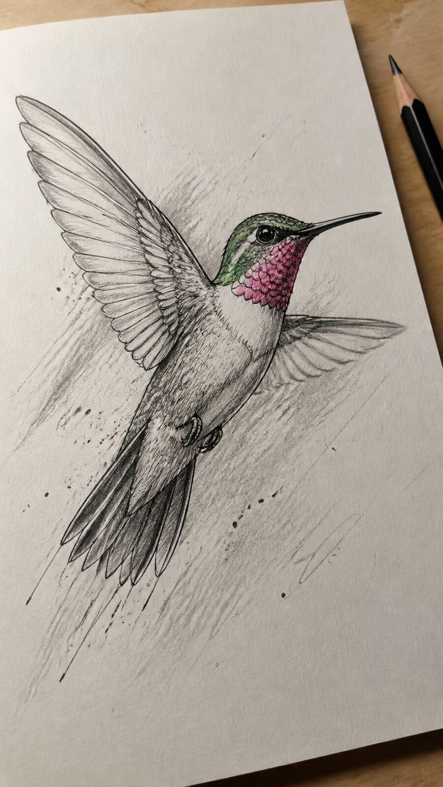 The 19 Animal Drawing Ideas Every Aspiring Artist Should Try 47 Hand-drawn enchanting hummingbird in flight in mixed-media hand drawing on textured paper, shown in a gentle oblique desk view that — study 2