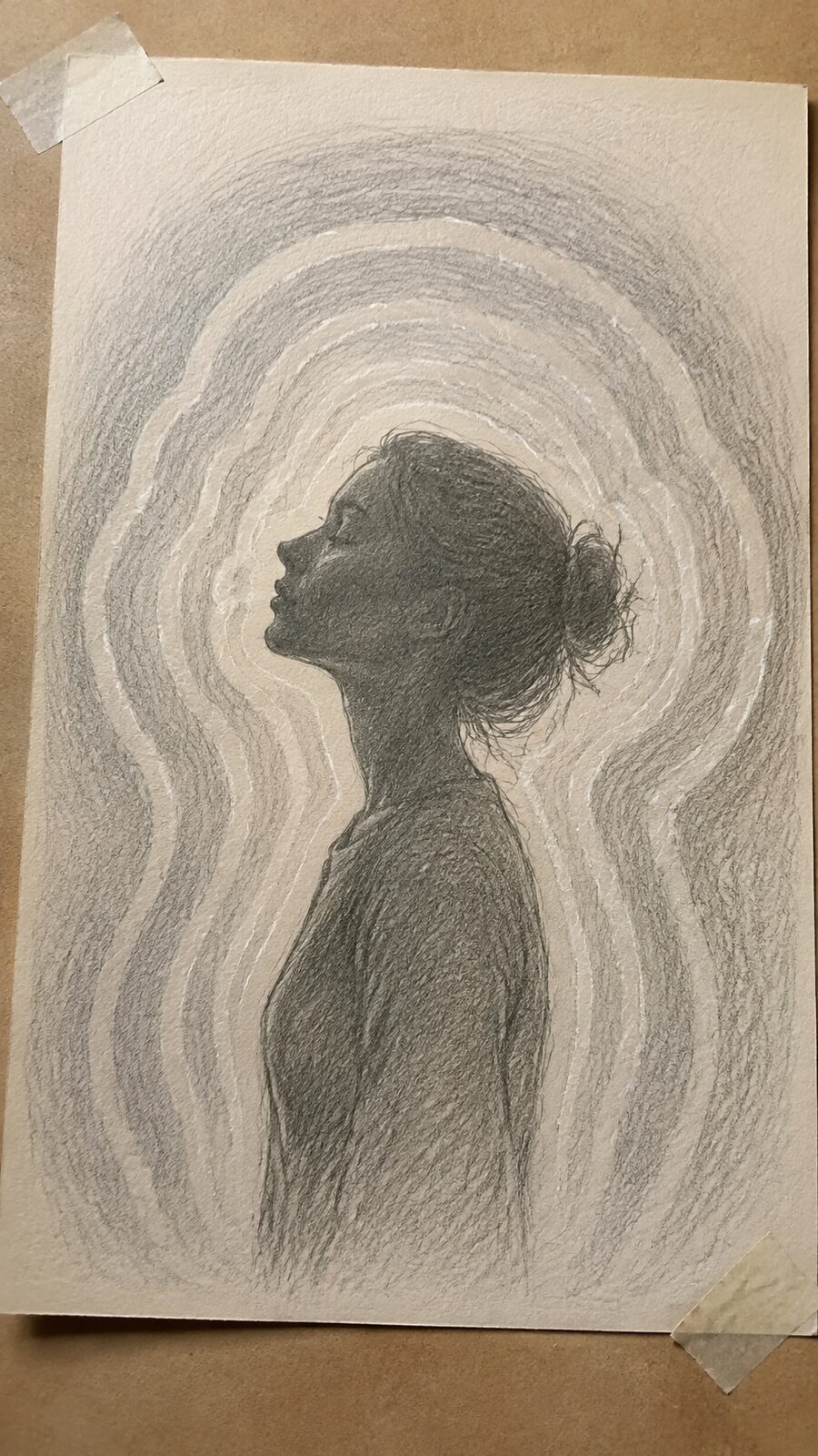 These 30 Trippy Drawing Ideas That Will Revolutionize Your Art 58 Hand-drawn the aura silhouette in graphite drawing on textured paper, shown in a gentle oblique desk view that shows paper tooth and — study 2