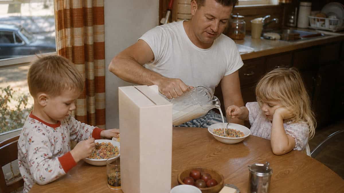 15 TV Commercials from Our Childhood That Would Be Banned Today 13 Children eating brightly frosted cereal at a late-1960s breakfast table