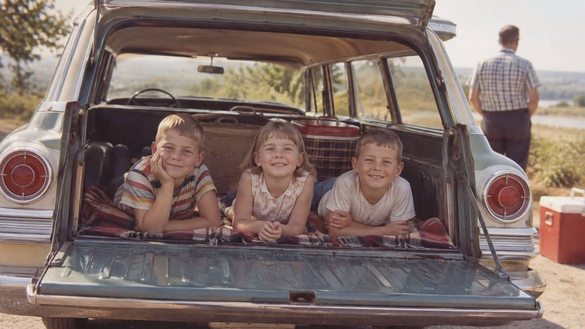 Kids in a station wagon