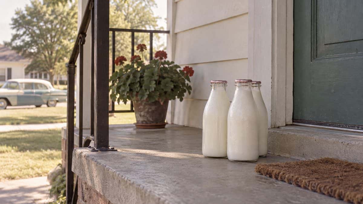 What a Dollar Bought in the 1960s — and What It Costs Now 20 Vintage milk bottles on a porch