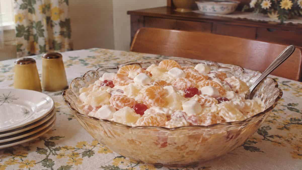 16 Once-Popular '60s Foods That Are Hard to Find Today 14 Authentic close-up of homemade ambrosia salad
