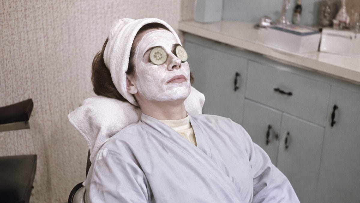 Authentic vintage spa photo with cucumber slices