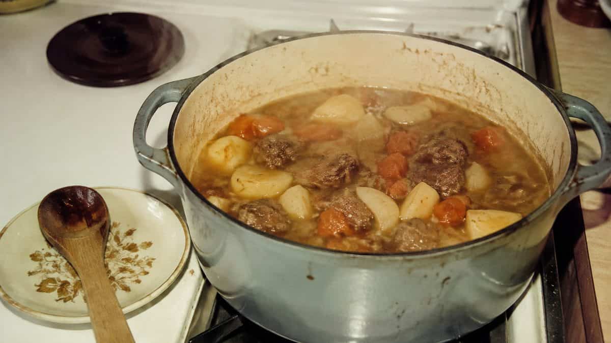 12 Comfort Foods That Taste Better Made the Old-Fashioned Way 8 Beef stew cooking on a home stove