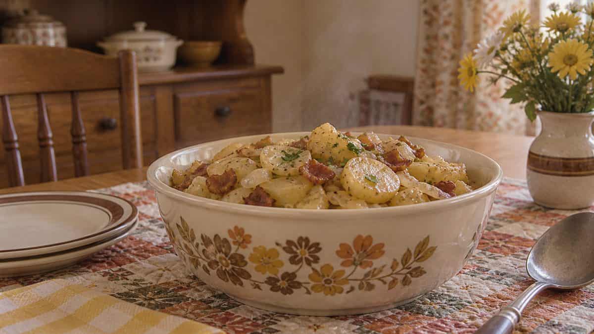 18 Church Potluck Recipes That Nobody Makes Anymore 11 Hot German potato salad in a vintage bowl